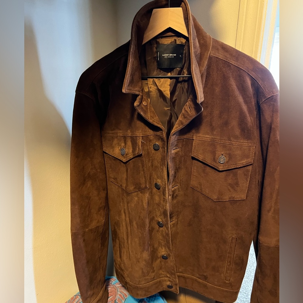 Lucky Brand Brown Suede Button-Front Jacket